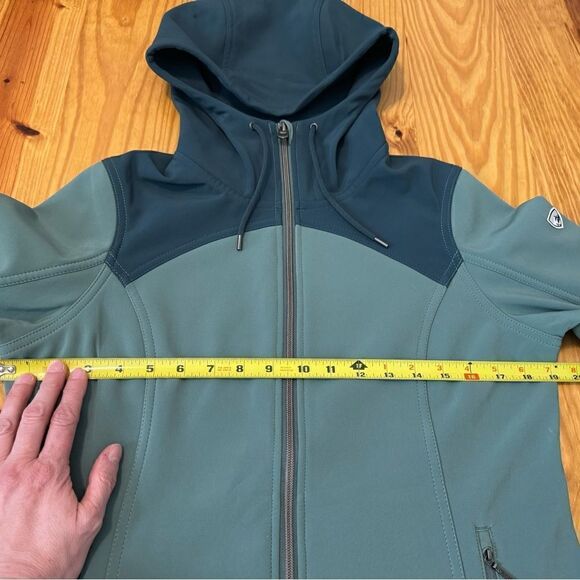 KUHL Frost Softshell Hoody Stretch Jacket Rain Coat Teal Green Women’s SMALL - Picture 9 of 13